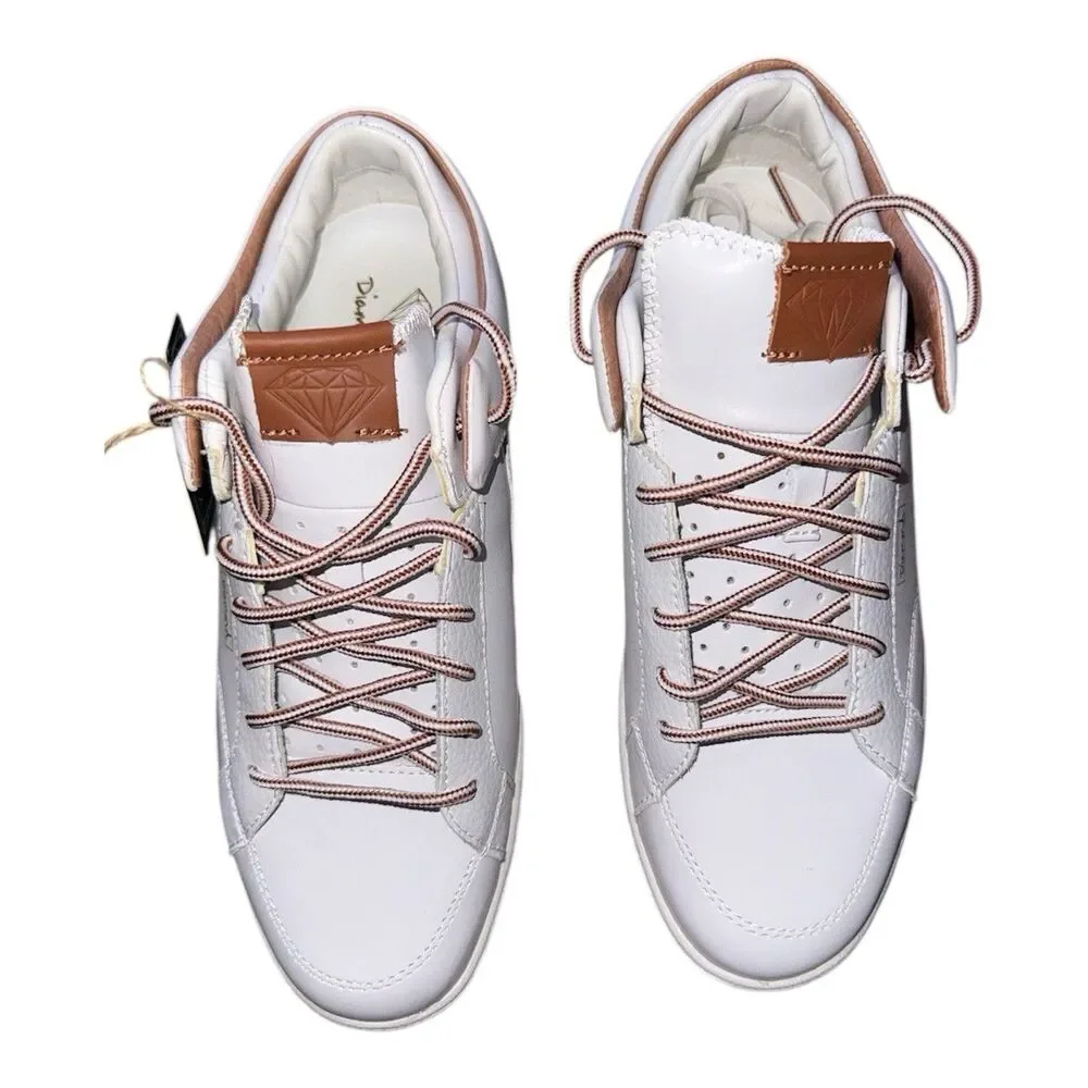 Diamond Supply VVS Low Top Sneakers White Brown Leather Men’s Size 7.5 New